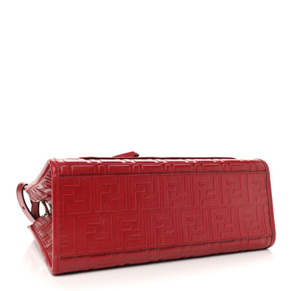 Fendi Vitello Century Wicker FF 1974 Embossed Small Runaway Shopper Tote Fragola 4 of 18