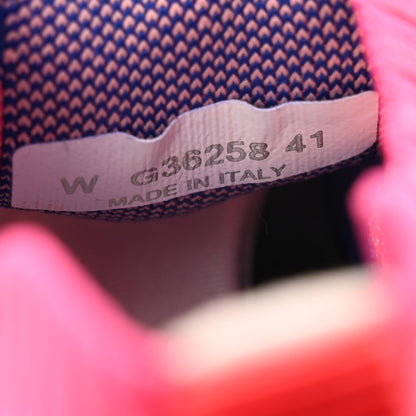 Chanel Fabric Suede Calfskin Stretch CC Sneakers 41 Pink Red Blue 7 of 7