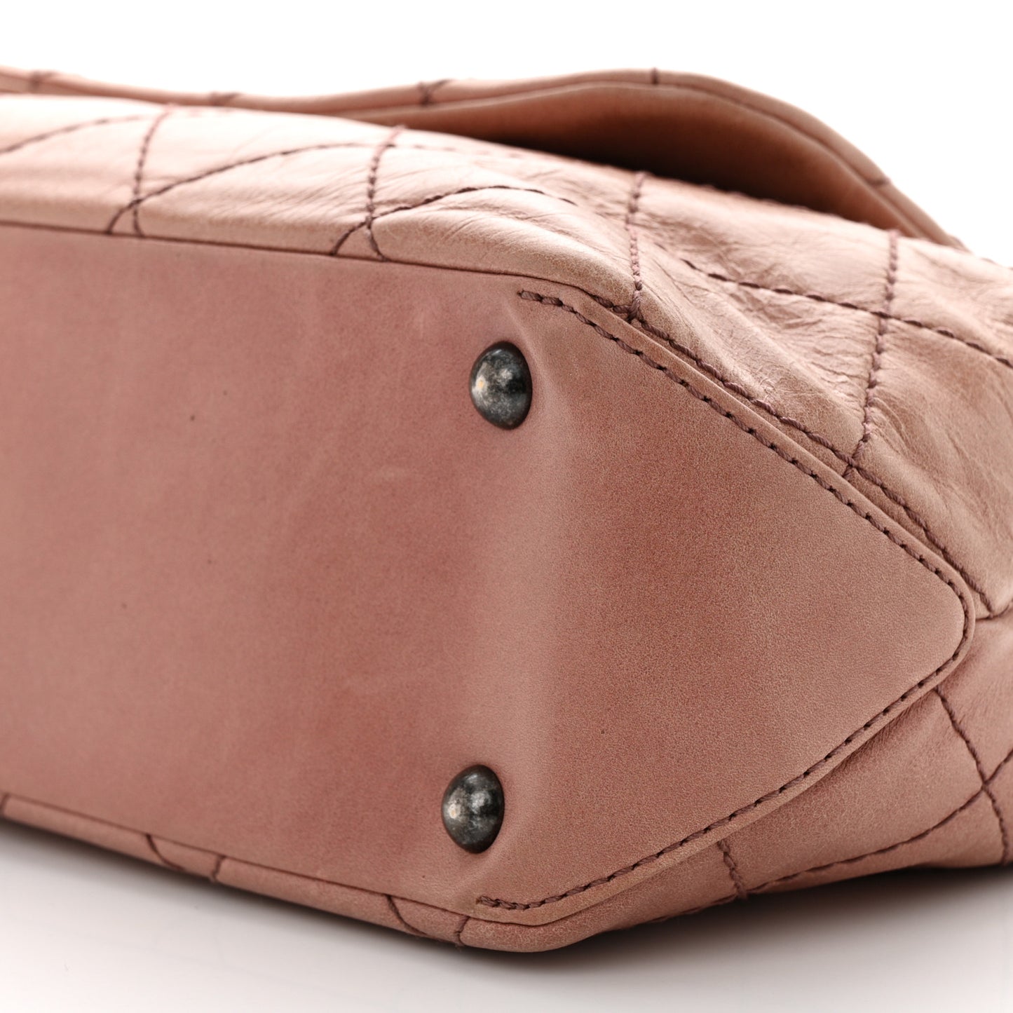 Aged Calfskin Quilted Chain Accordion Flap Dark Pink