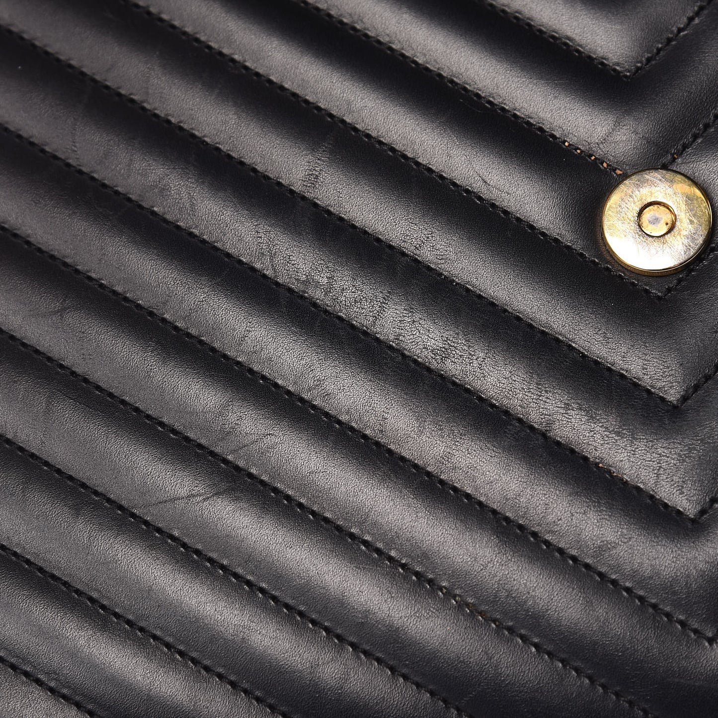 Smooth Calfskin Matelasse Chevron Large Monogram Satchel Black