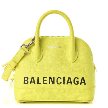 Balenciaga Signature Grained Calfskin Logo XXS Ville Top Handle Bag Acid Green Black 1 of 10
