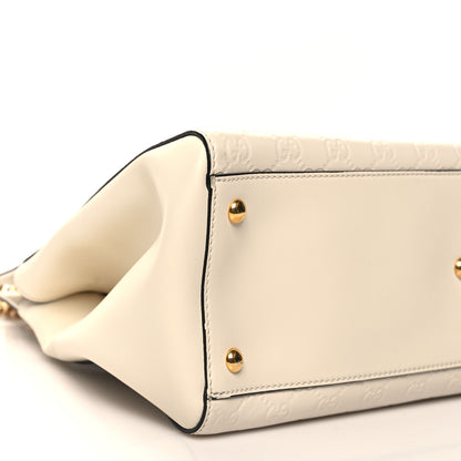 Gucci Guccissima Signature Large Shoulder Tote Bag Mystic White 9 of 10