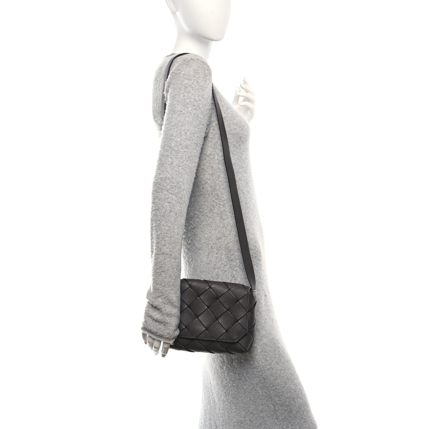 Grained Calfskin Intreccio Small Diago Crossbody Bag Fudge Limonite