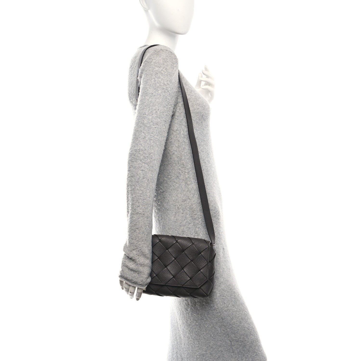 Bottega Veneta Grained Calfskin Intreccio Small Diago Crossbody Bag Fudge Limonite 2 of 9