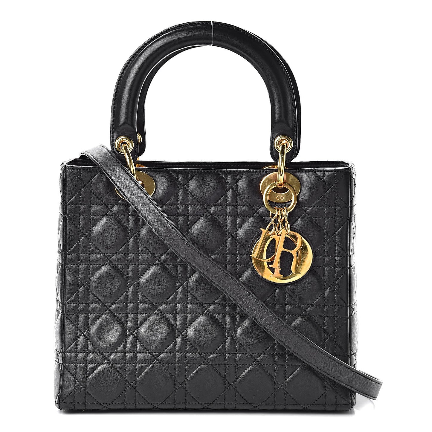 Lambskin Cannage Medium Lady Dior Black