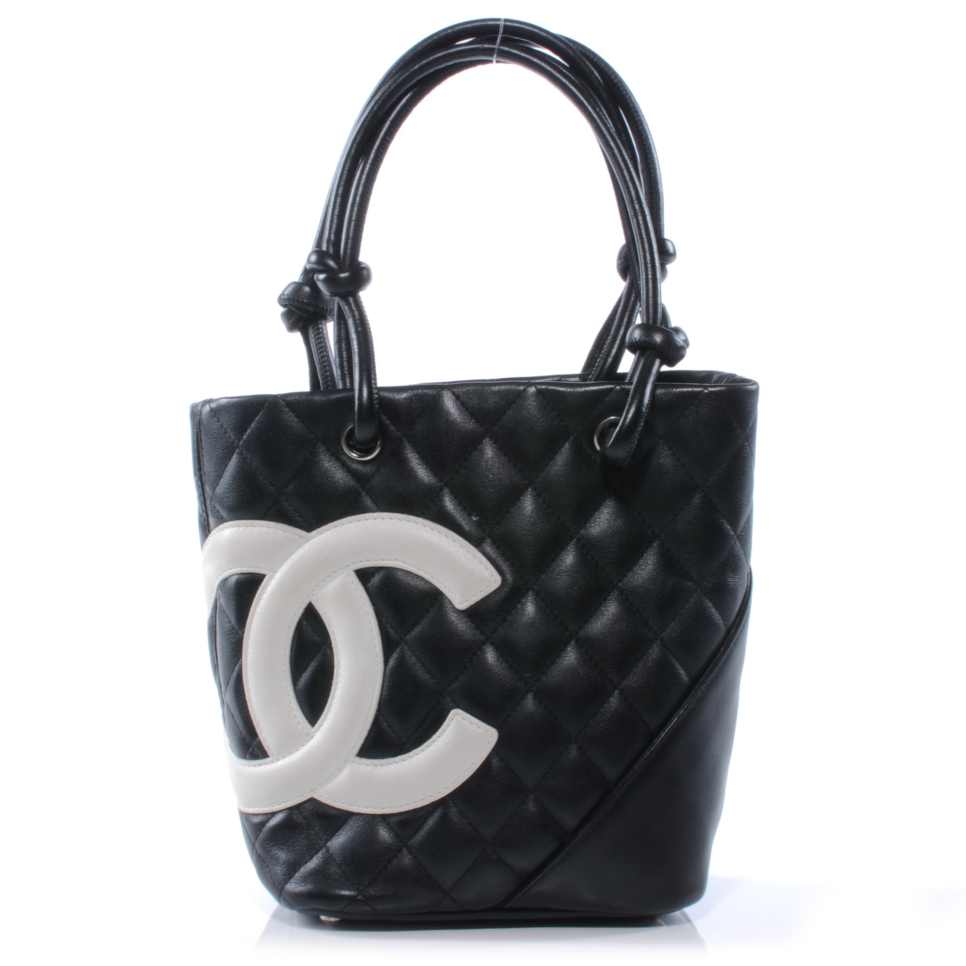 Chanel Calfskin Quilted Small Cambon Tote Black White 1 of 6