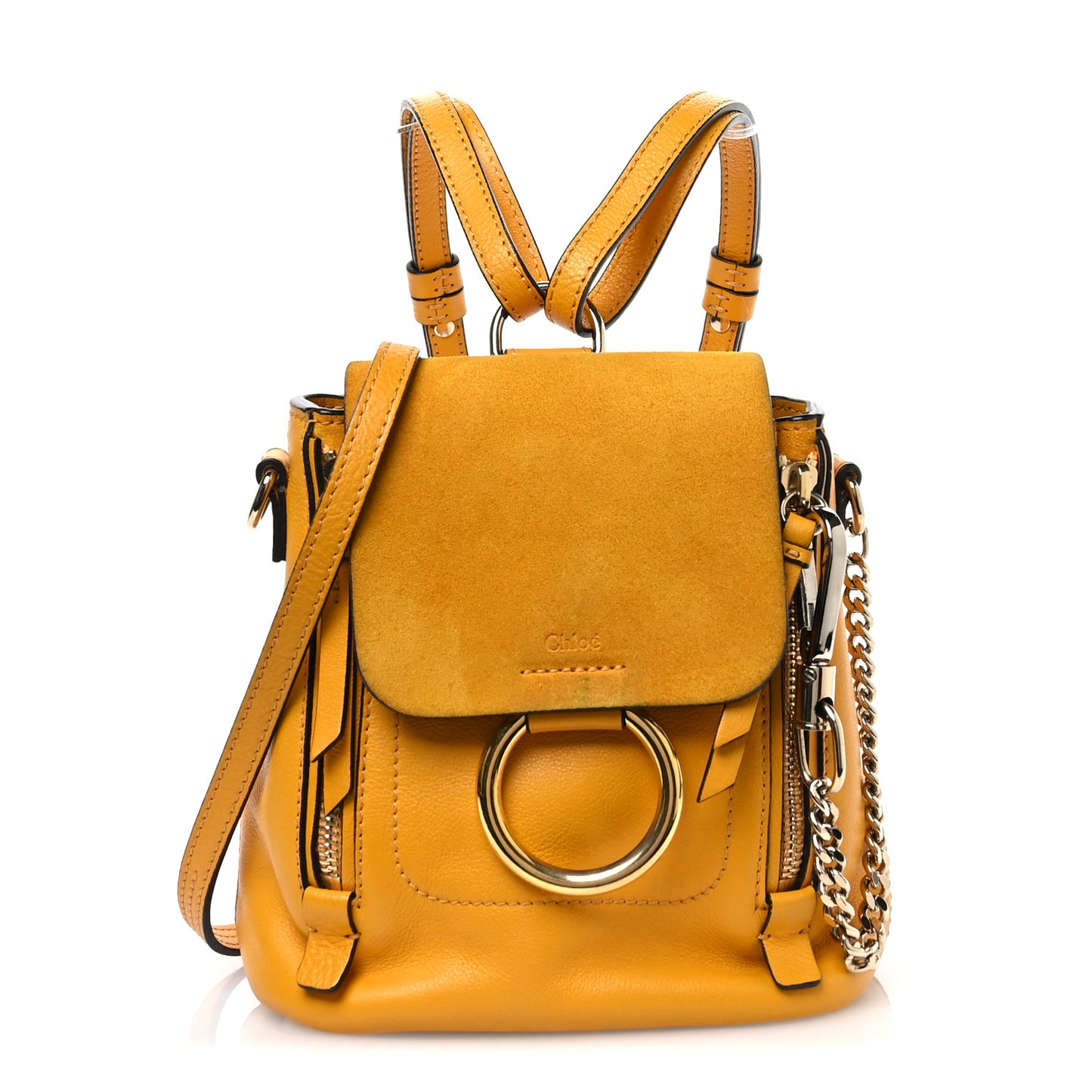 Suede Calfskin Mini Faye Backpack Dusty Yellow