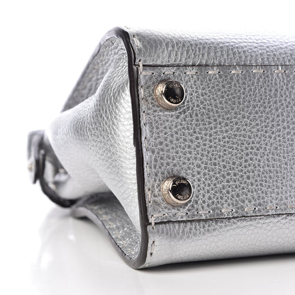 Fendi Cuoio Romano Lux Selleria Mini Peekaboo Iconic Satchel Argento 10 of 13