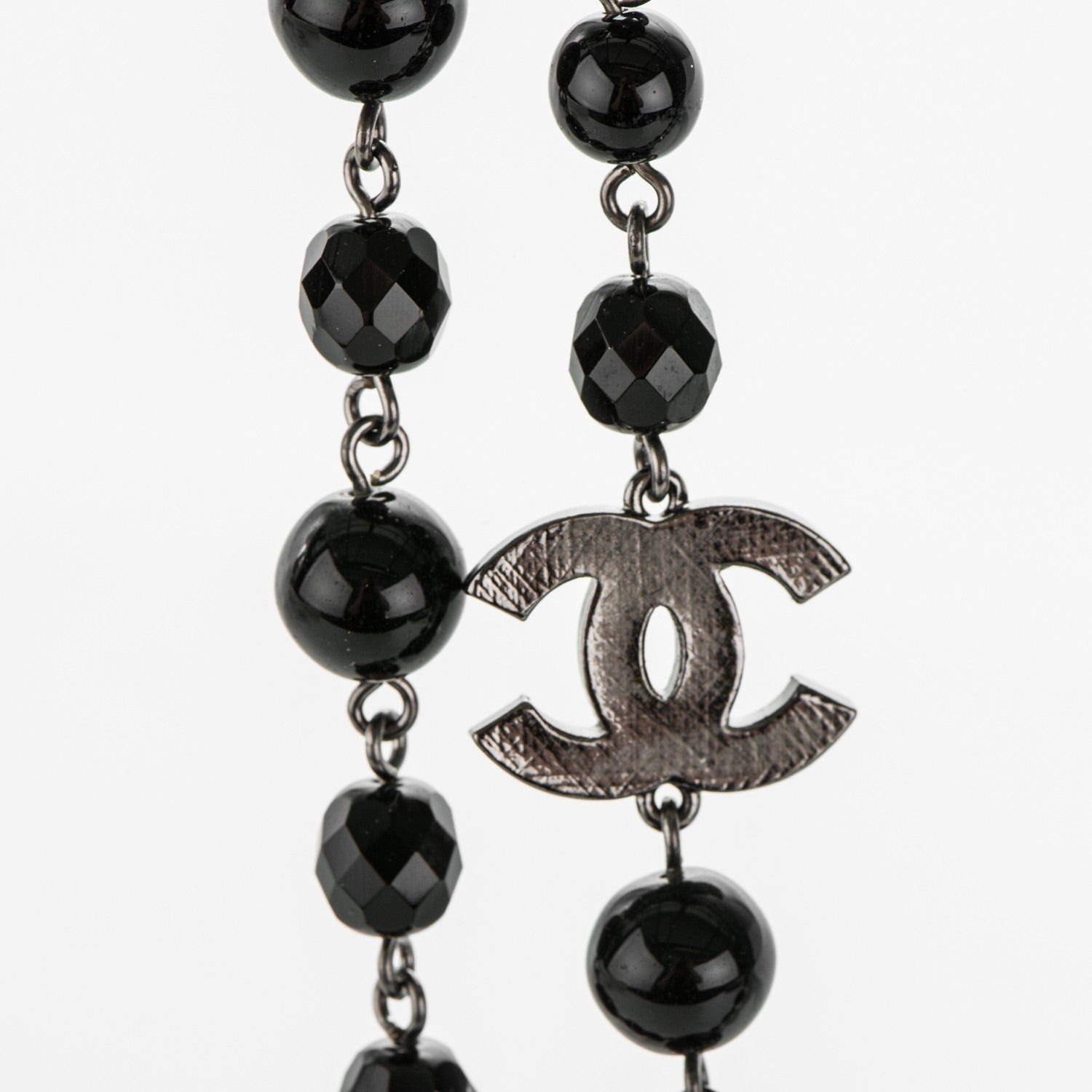 Chanel Ruthenium Beaded CC Long Necklace Black 3 of 4