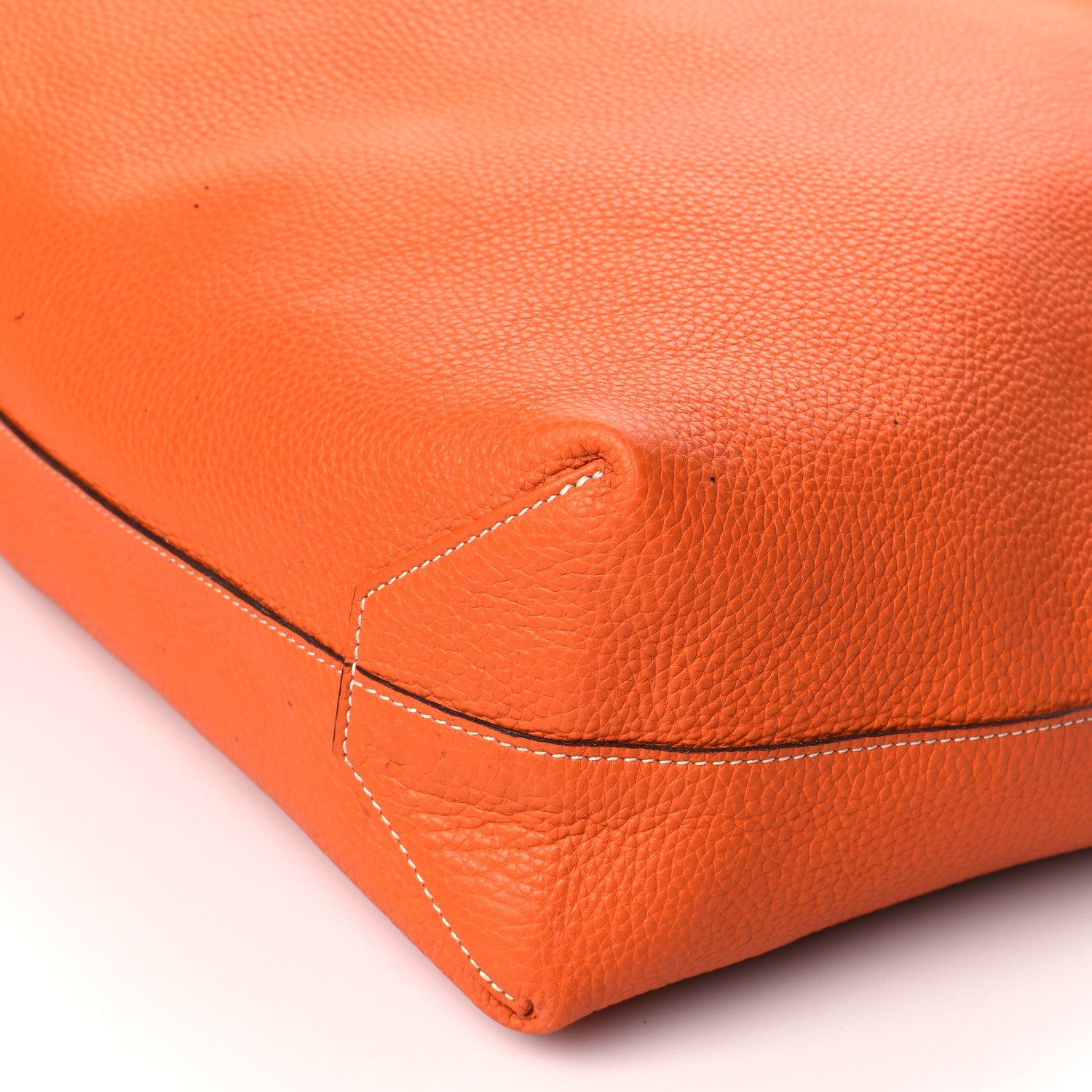 Hermes Taurillon Clemence Double Sens 36 Reversible Tote Etoupe Orange 14 of 21