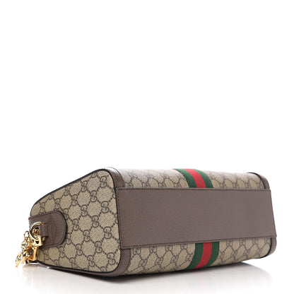 Gucci GG Supreme Monogram Web Medium Ophidia Boston Brown 3 of 10