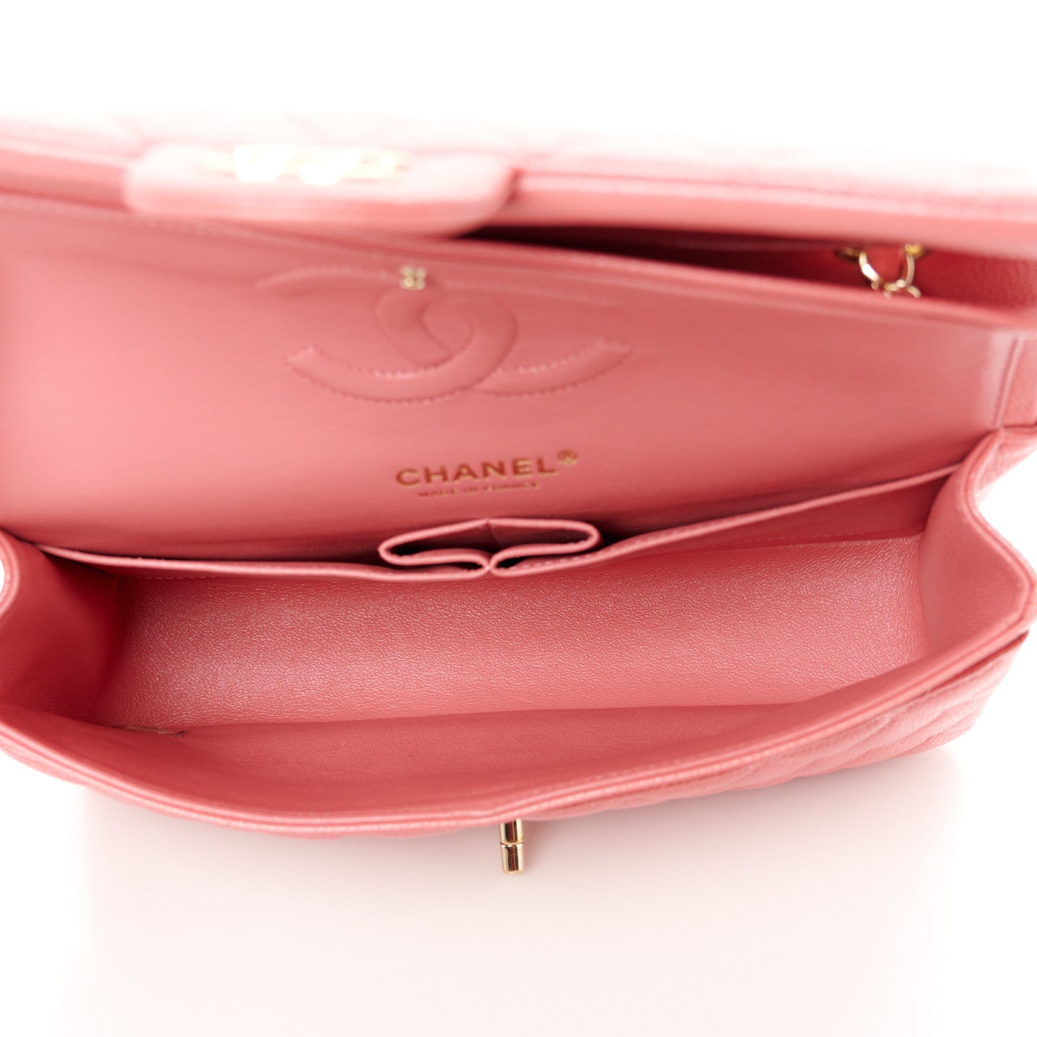 Chanel Metallic Caviar Quilted Medium Double Flap Pink 5 of 12