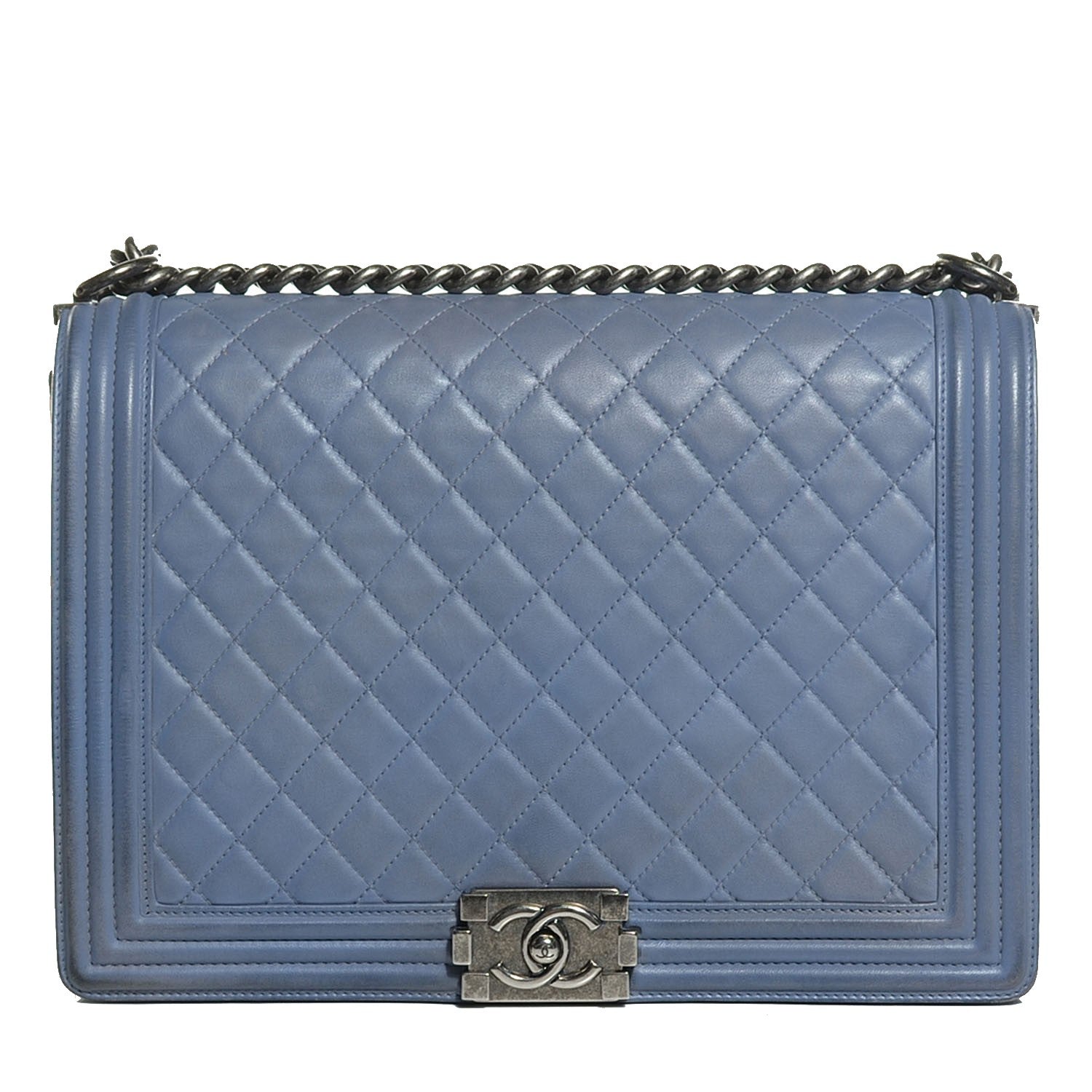 Chanel Lambskin Quilted Large Boy Flap Light Blue 1 of 10