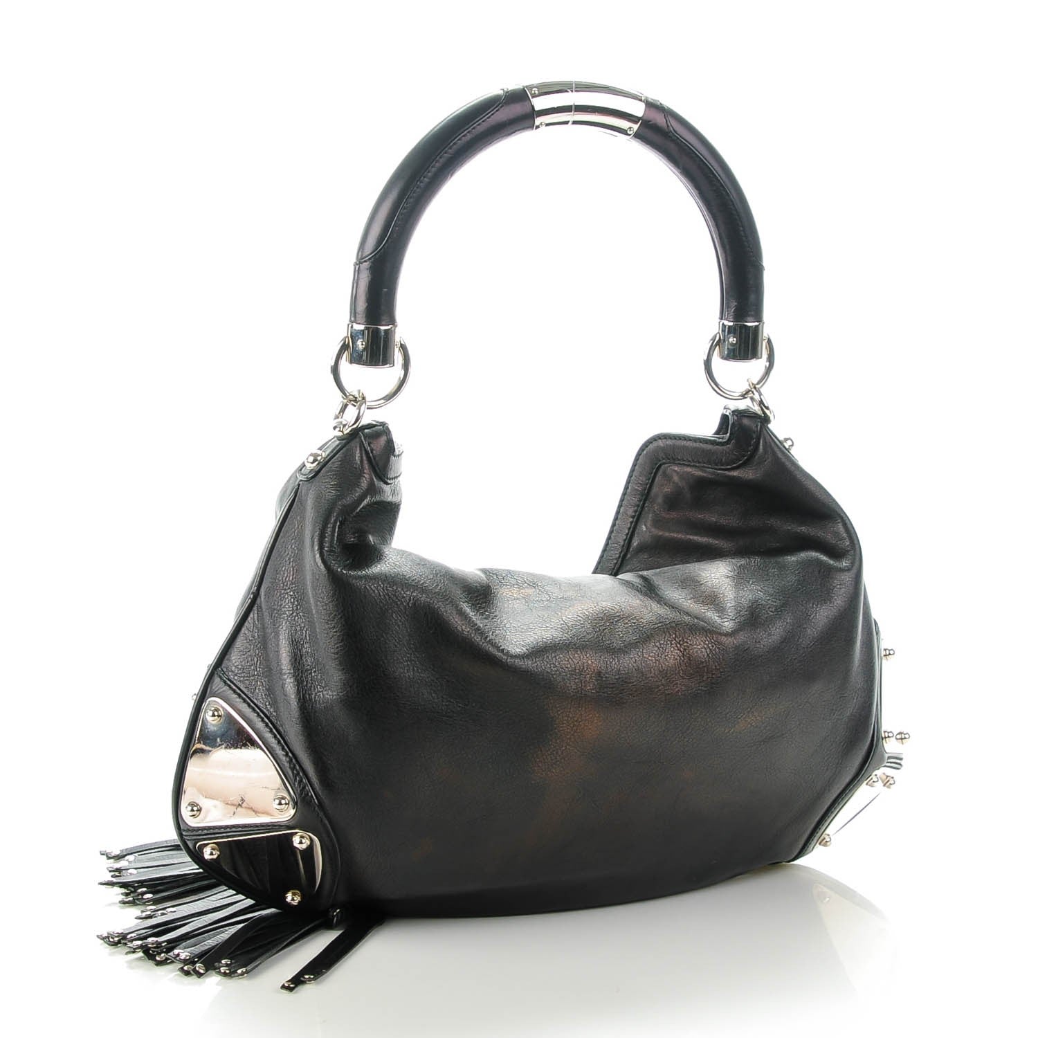 Gucci Calfskin Medium Indy Top Handle Hobo Black 3 of 7