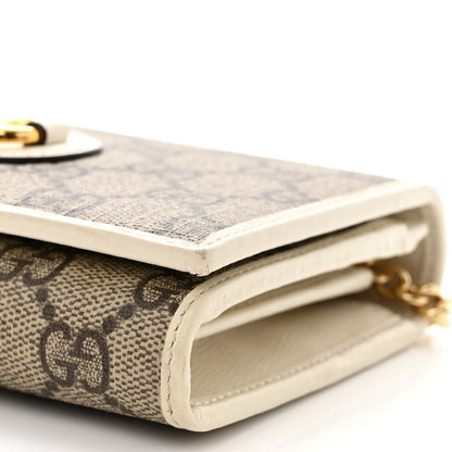 Gucci GG Supreme Monogram Azalea Calfskin Horsebit 1955 Wallet On Chain Beige Ebony Mystic White 11 of 11