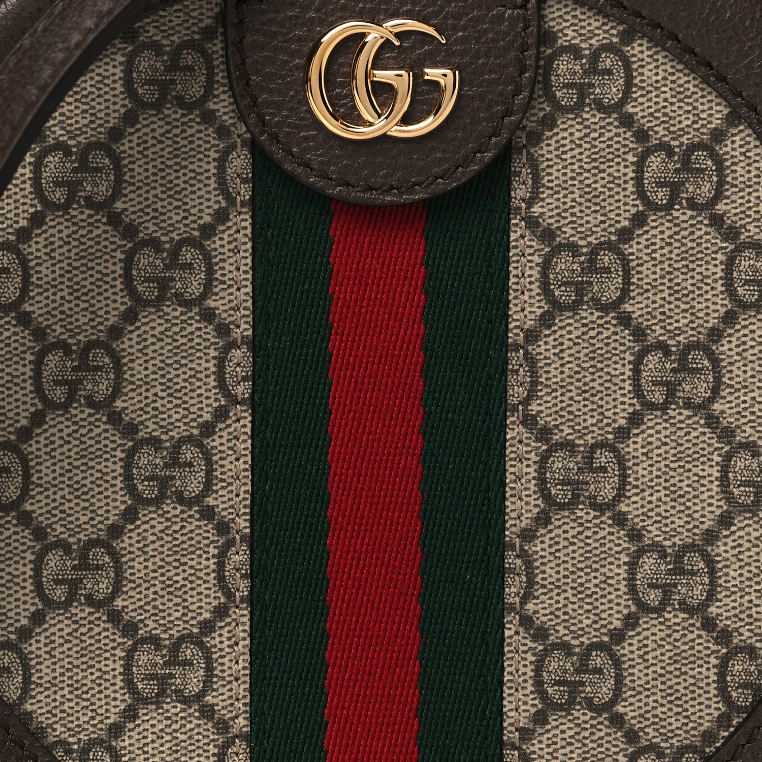 Gucci GG Supreme Monogram Web Mini Ophidia Round Shoulder Bag Brown 9 of 12