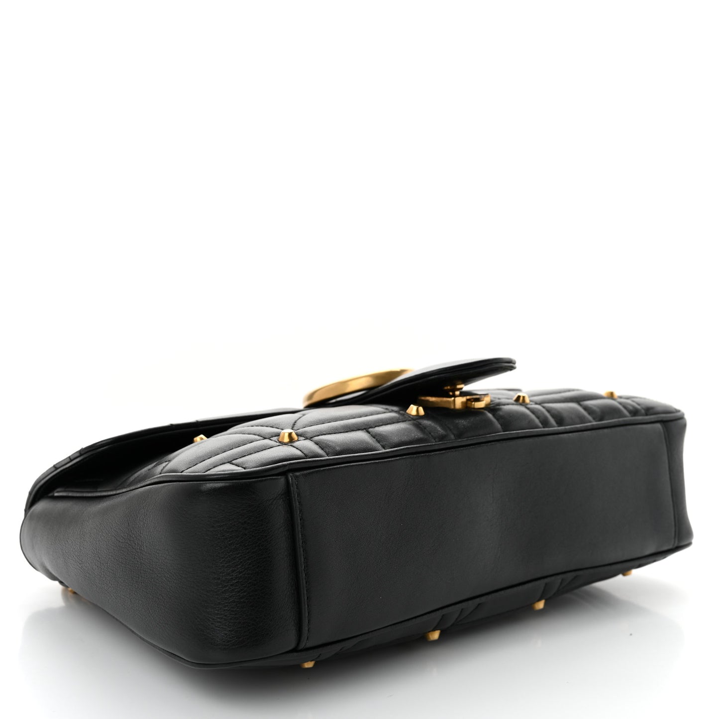 Calfskin Matelasse Studded Medium Pearly GG Marmont Shoulder Bag Black