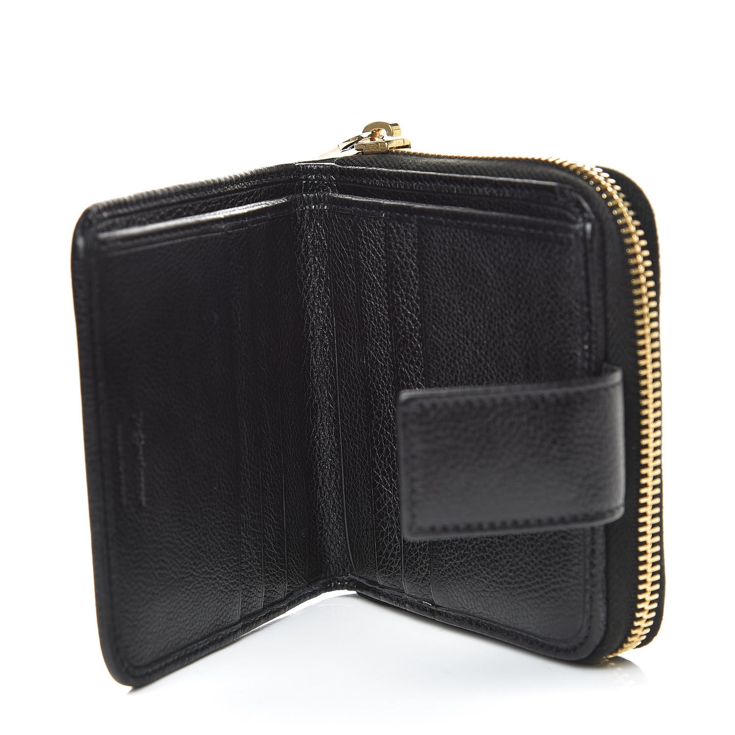 Calfskin Belle de Jour Zip Around French Wallet Black