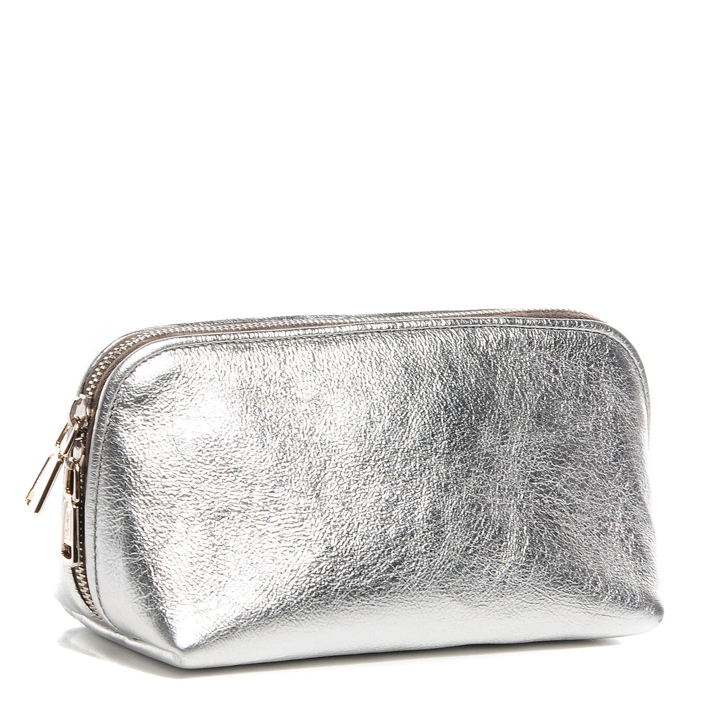 Metallic Leather Belle de Jour Cosmetic Case Dark Silver