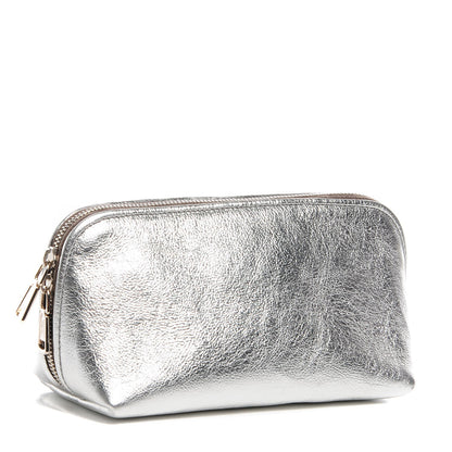 Saint Laurent Metallic Leather Belle de Jour Cosmetic Case Dark Silver 3 of 8