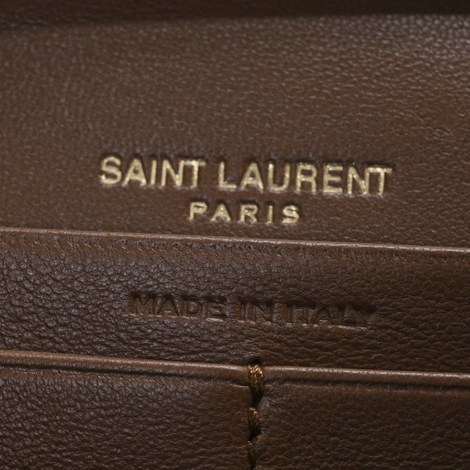 Saint Laurent Lambskin Carre Quilted Cassandre Chain Wallet Brown 7 of 11