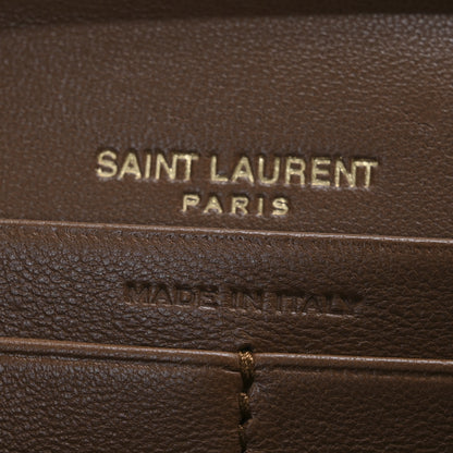 Saint Laurent Lambskin Carre Quilted Cassandre Chain Wallet Brown 7 of 11