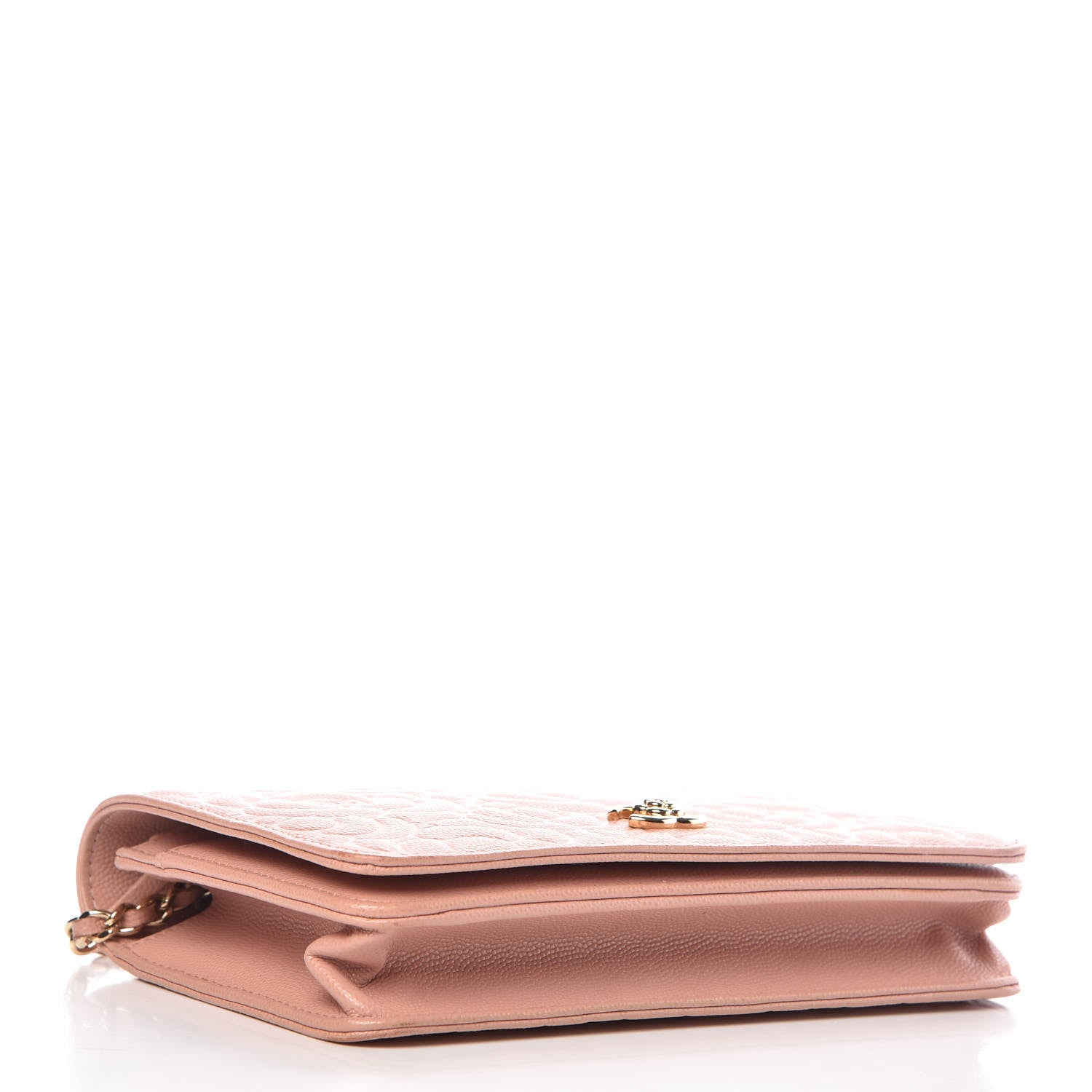 Chanel Caviar Camellia Embossed Wallet On Chain WOC Light Pink 4 of 12
