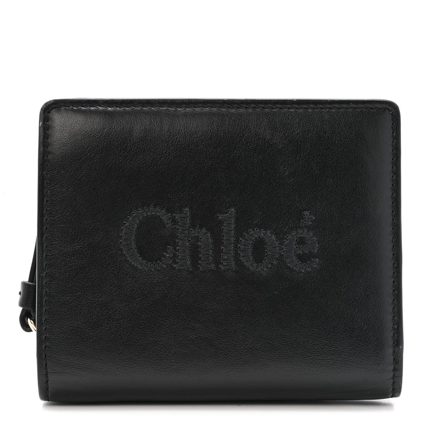 Shiny Calfskin Sense Compact Wallet Black
