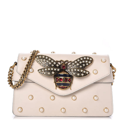 Gucci Nappa Pearl Studded Mini Queen Margaret Broadway Shoulder Bag Mystic White 1 of 7