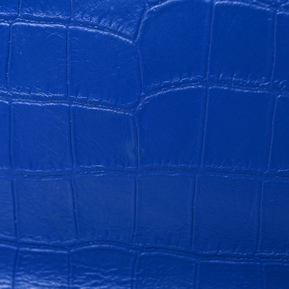 Saint Laurent Calfskin Crocodile Embossed Classic Kate Monogram Clutch Royal Blue 13 of 17