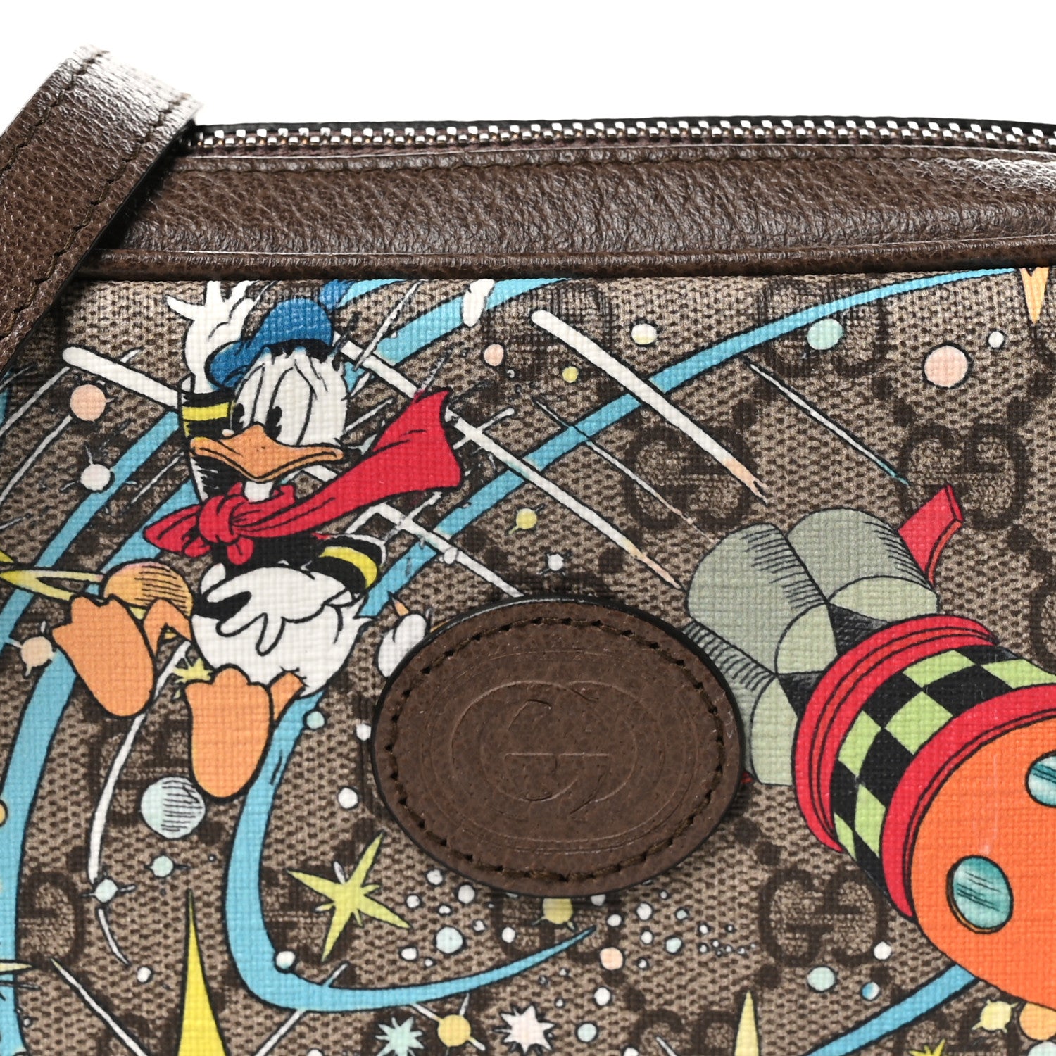 Gucci X DISNEY GG Supreme Monogram Donald Duck Interlocking G Shoulder Bag Beige Multicolor New Acero 8 of 10