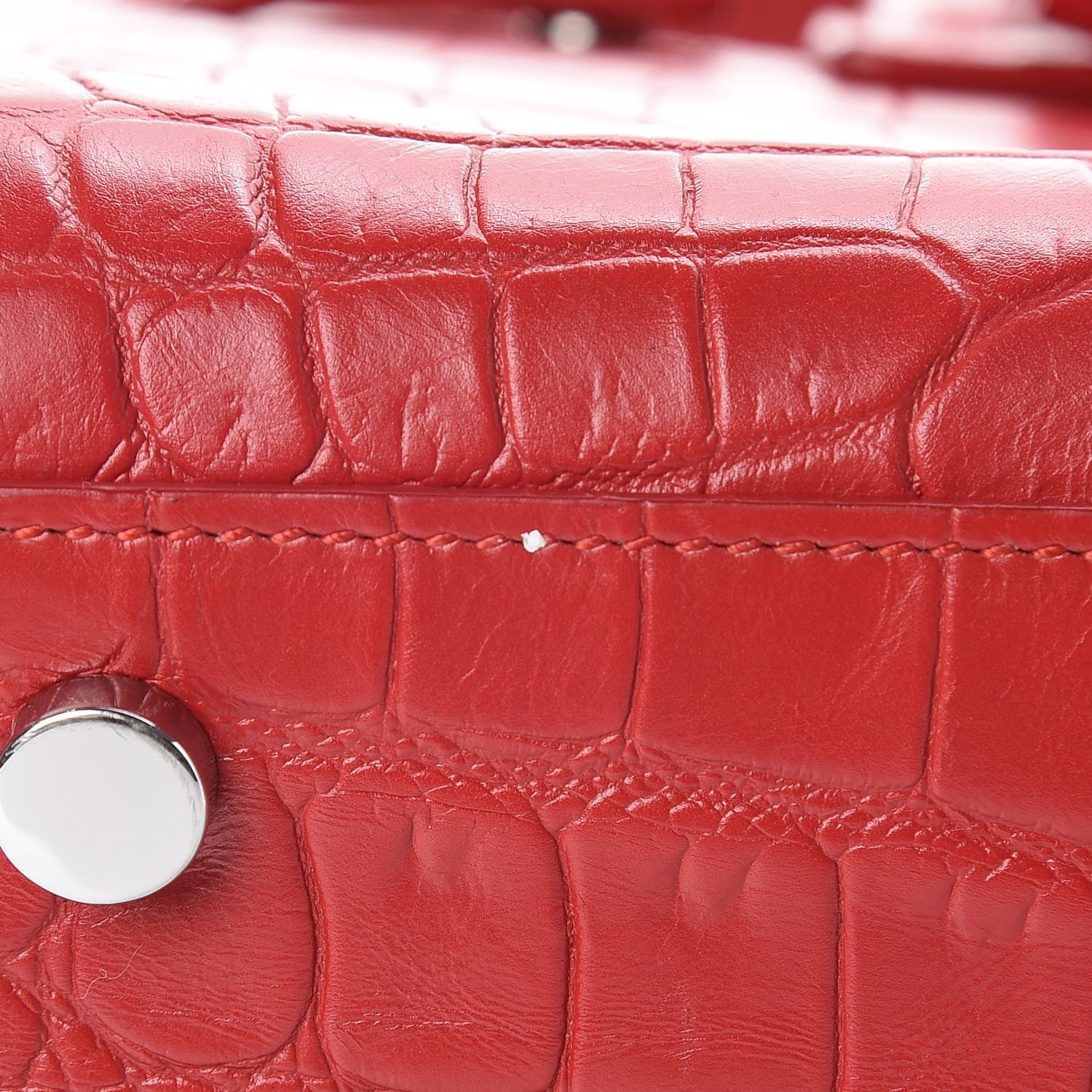 Saint Laurent Calfskin Crocodile Embossed Nano Sac De Jour Dark Red 10 of 10