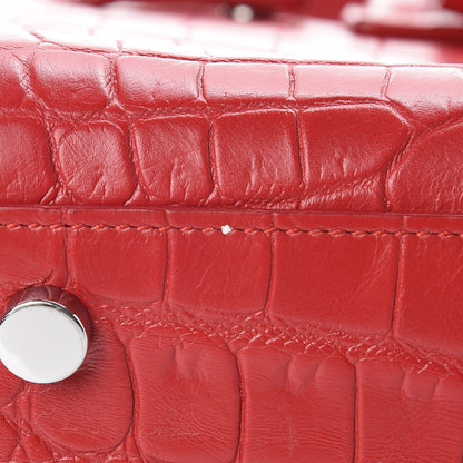 Saint Laurent Calfskin Crocodile Embossed Nano Sac De Jour Dark Red 10 of 10