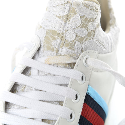 Gucci Calfskin Lace Ayers Sylvie Web New Womens Ace High Top Sneakers 35.5 White 9 of 11