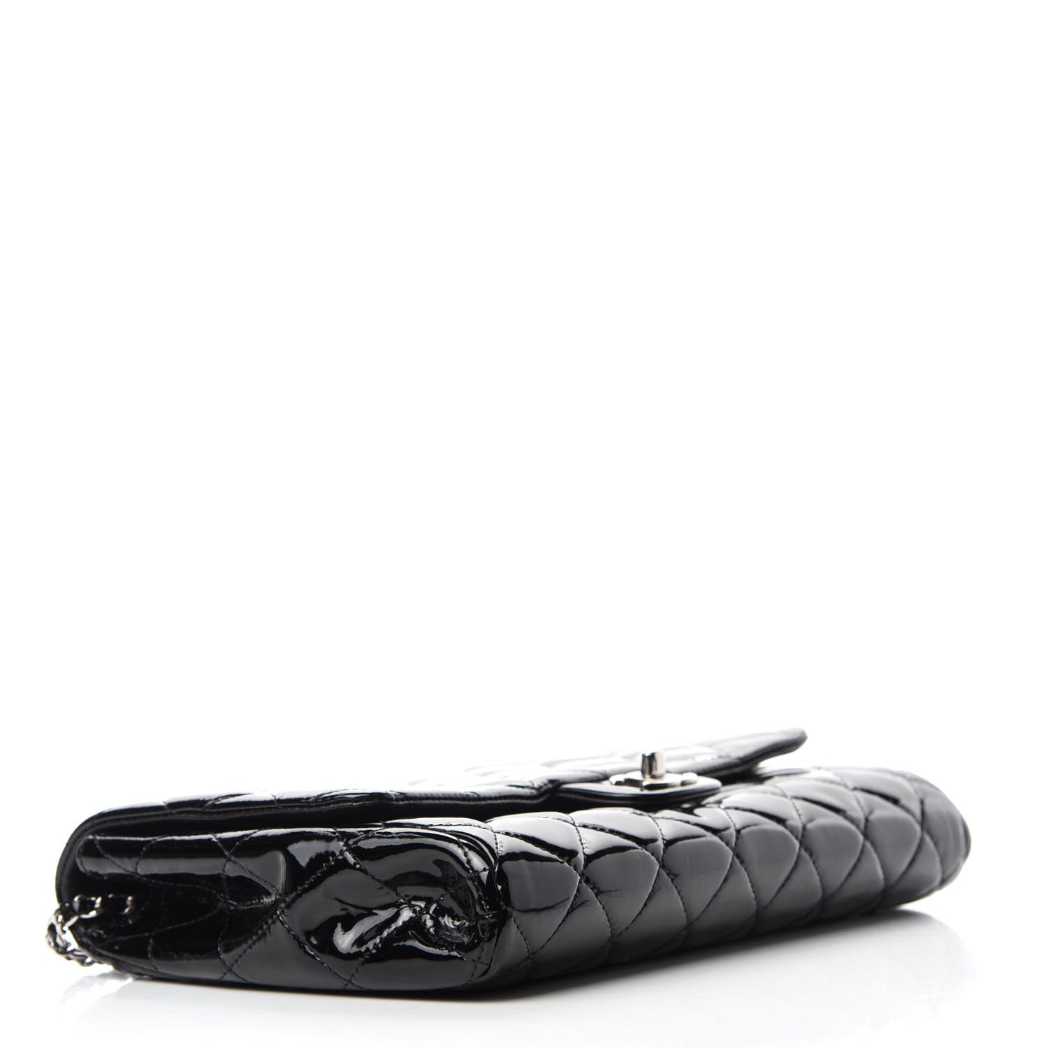 Chanel Patent Quilted Clutch with Chain Flap Black 4 of 10
