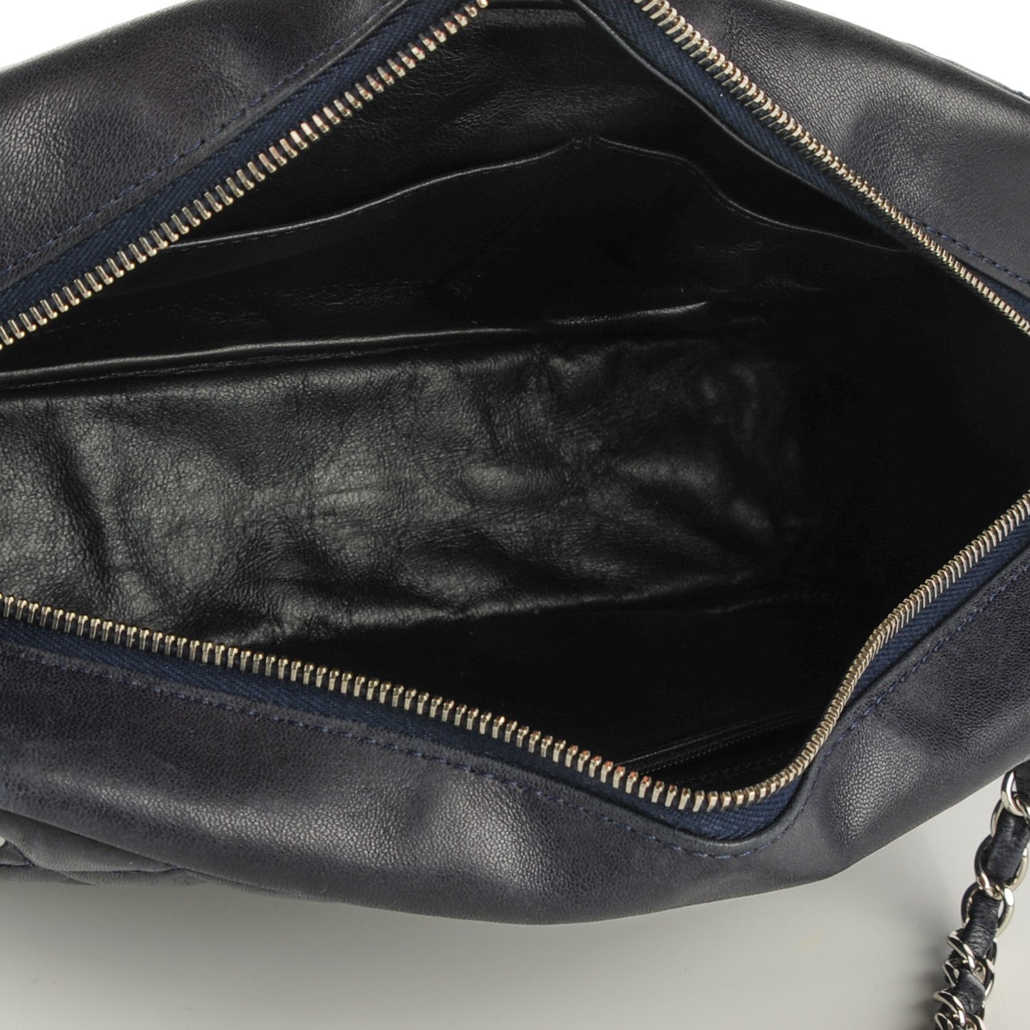 Lambskin Quilted Medium Camera Case Navy