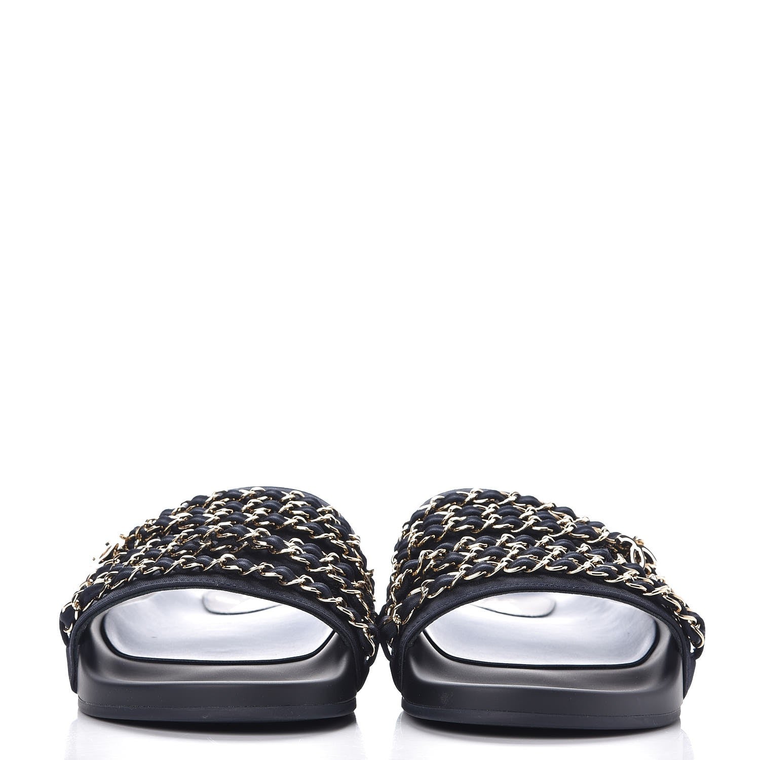 Chanel Satin Chain Flat Sandals 40 Marine 2 of 9