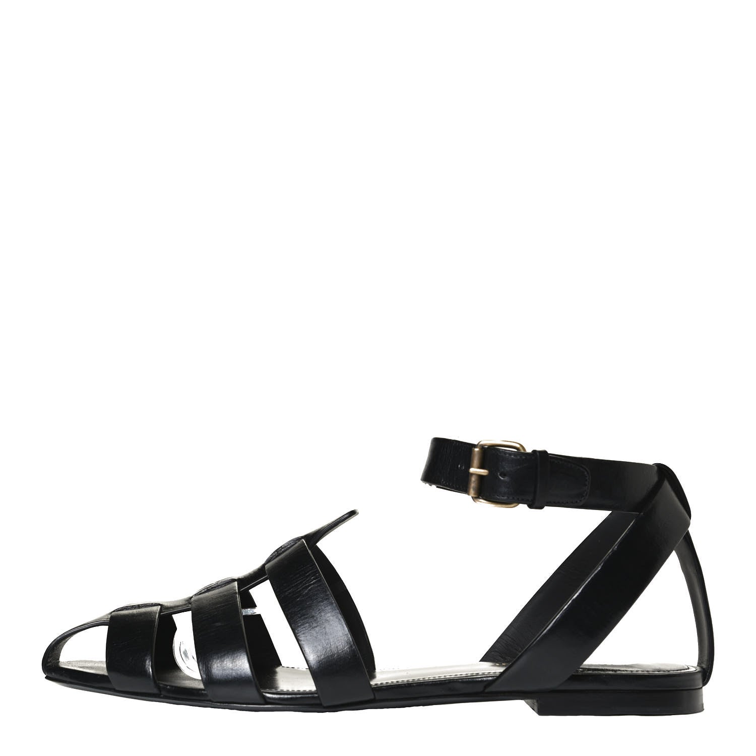 Saint Laurent Calfskin Tribute 05 Ankle Wrap Sandals 40.5 Black 1 of 9
