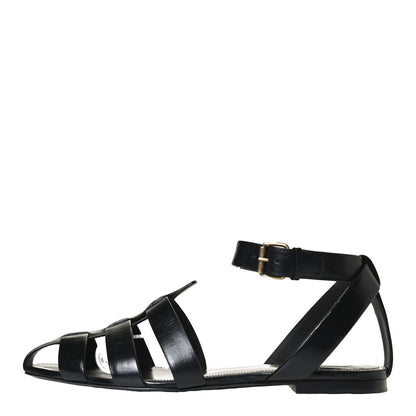 Saint Laurent Calfskin Tribute 05 Ankle Wrap Sandals 40.5 Black 1 of 9