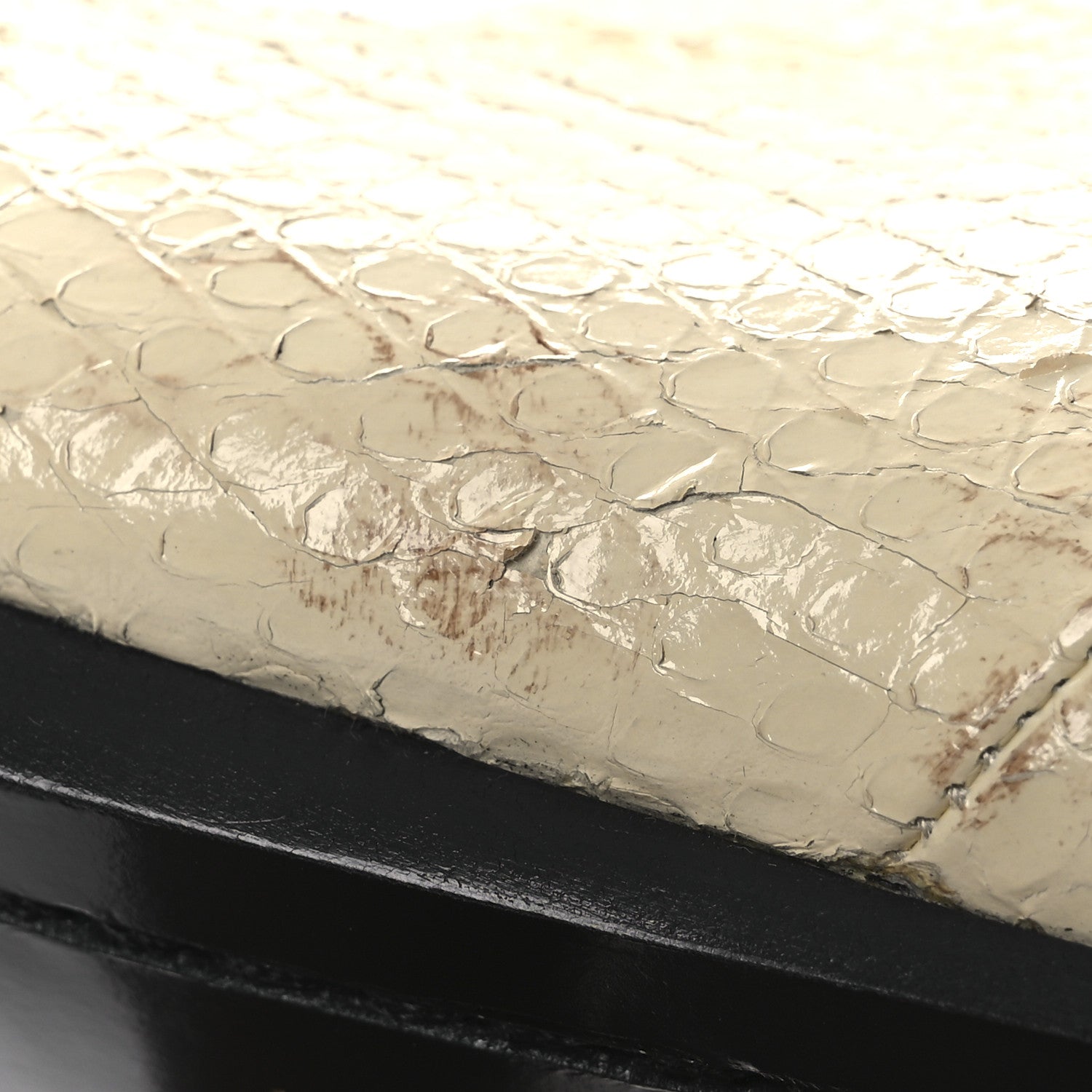 Saint Laurent Lacquered Snakeskin Ayers Finn 60 Crop Zip Boots 41 Cream 14 of 15