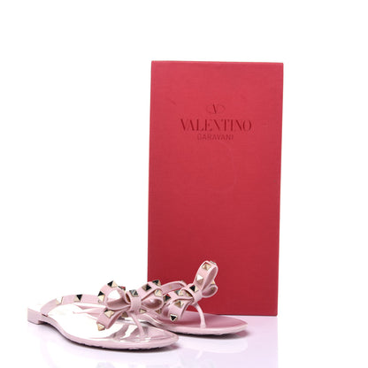 Valentino Garavani PVC Jelly Rockstud Bow Thong Sandals 37 Water Rose 9 of 9