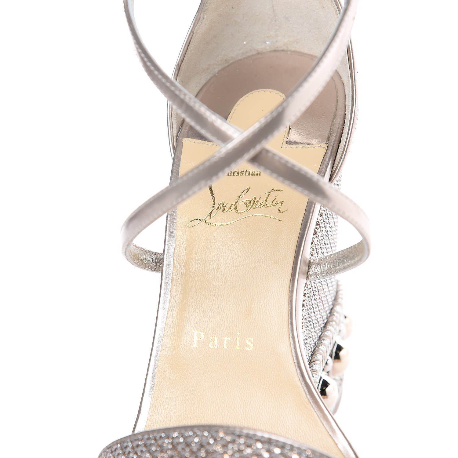 Christian Louboutin Lurex Chocazeppa 120 Platform Wedge Sandals 38 Colombe 7 of 10