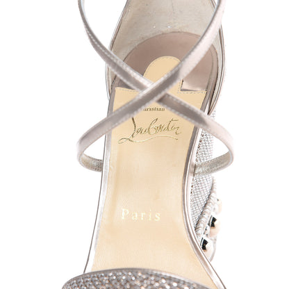 Christian Louboutin Lurex Chocazeppa 120 Platform Wedge Sandals 38 Colombe 7 of 10