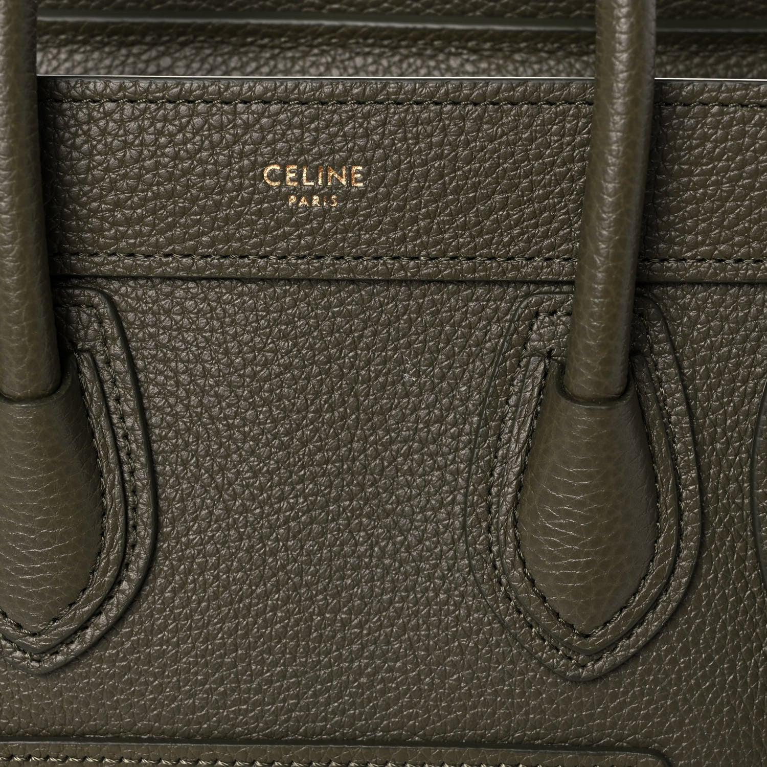 Celine Drummed Calfskin Nano Luggage Army Green 11 of 11