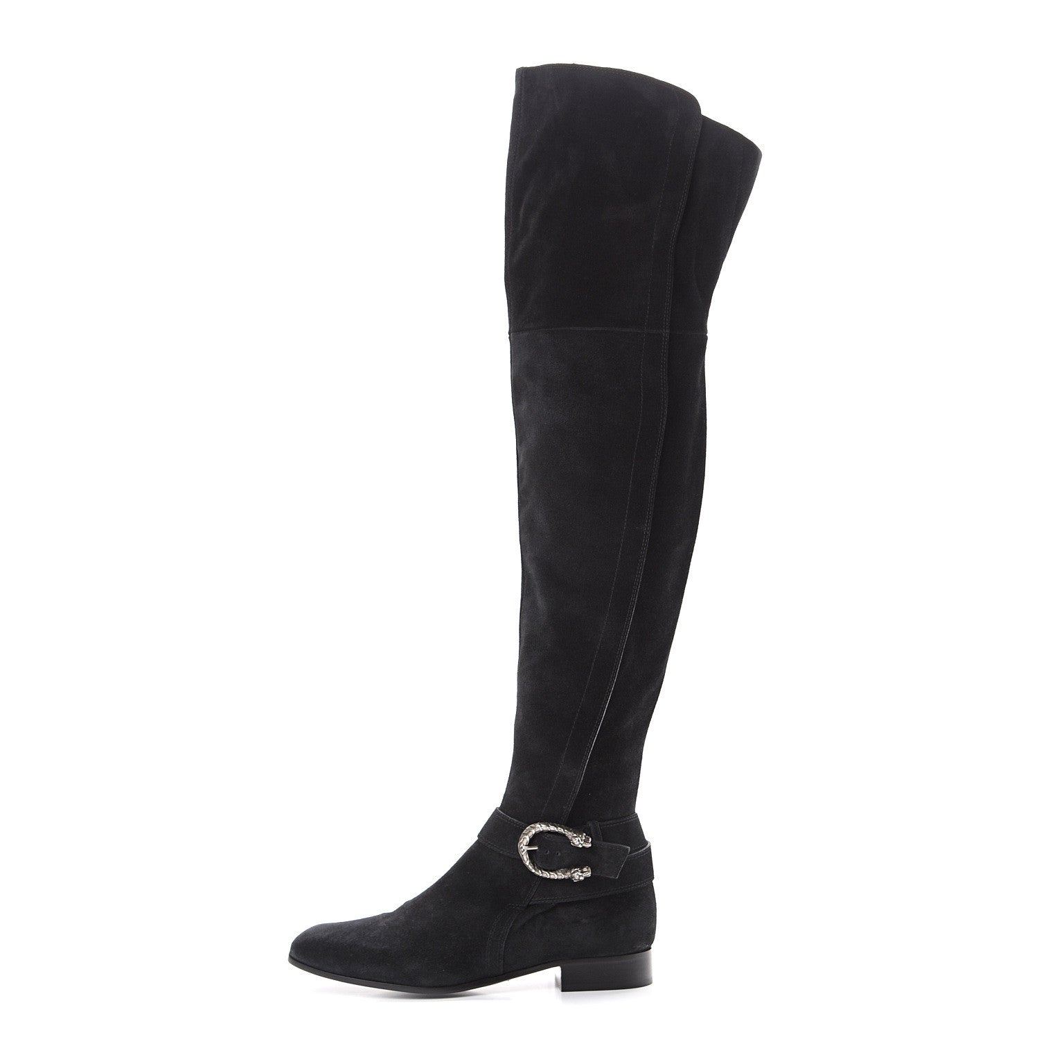 Gucci Suede Dionysus Knee Boots 37.5 Black 1 of 7