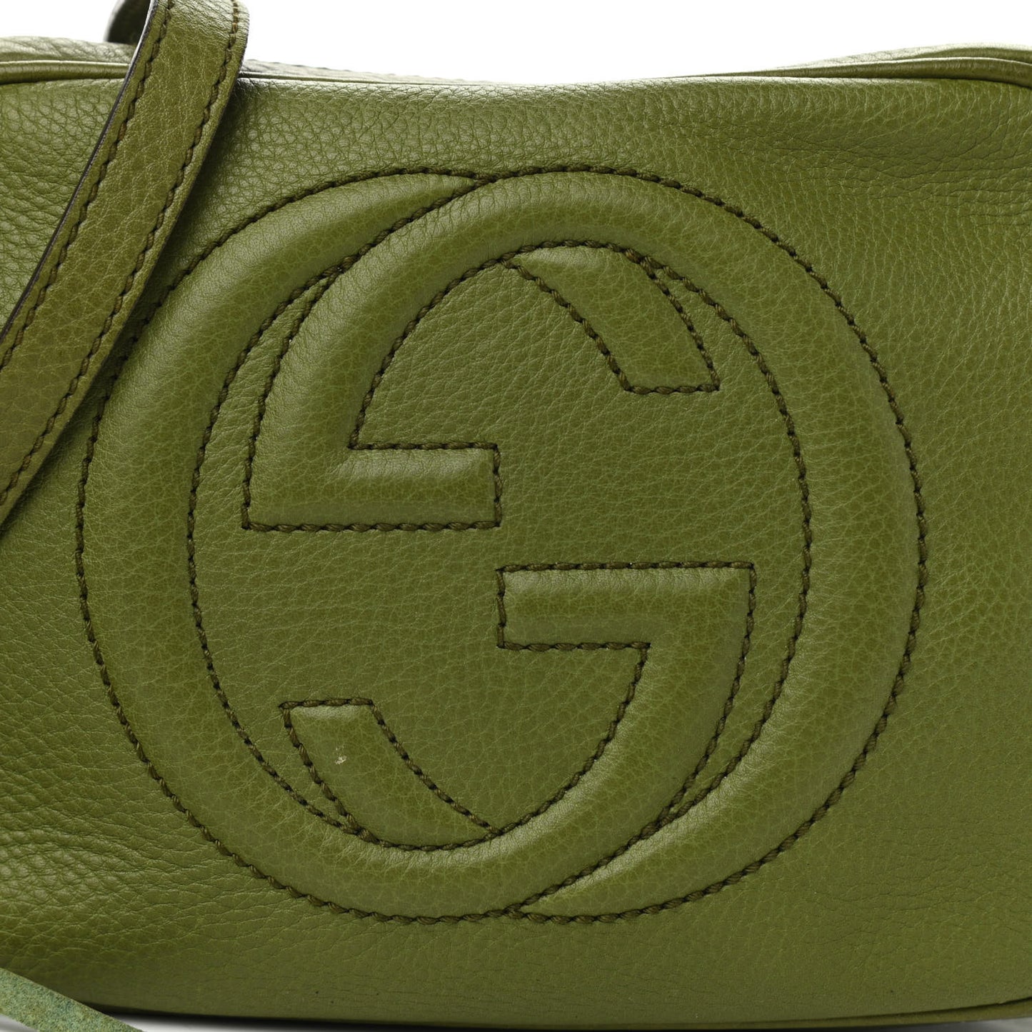 Pebbled Calfskin Small Soho Disco Bag Green