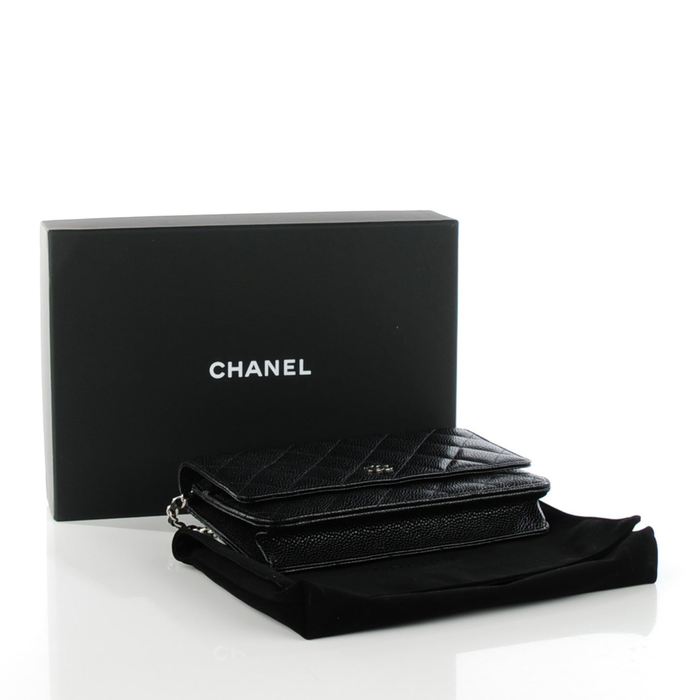 Caviar Quilted Wallet On Chain WOC Black