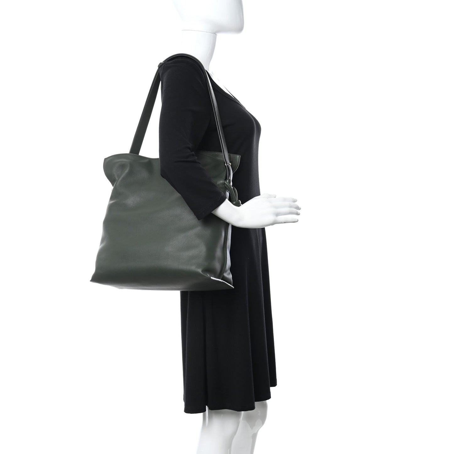 Calfskin Large Flamenco Knot Bag Khaki