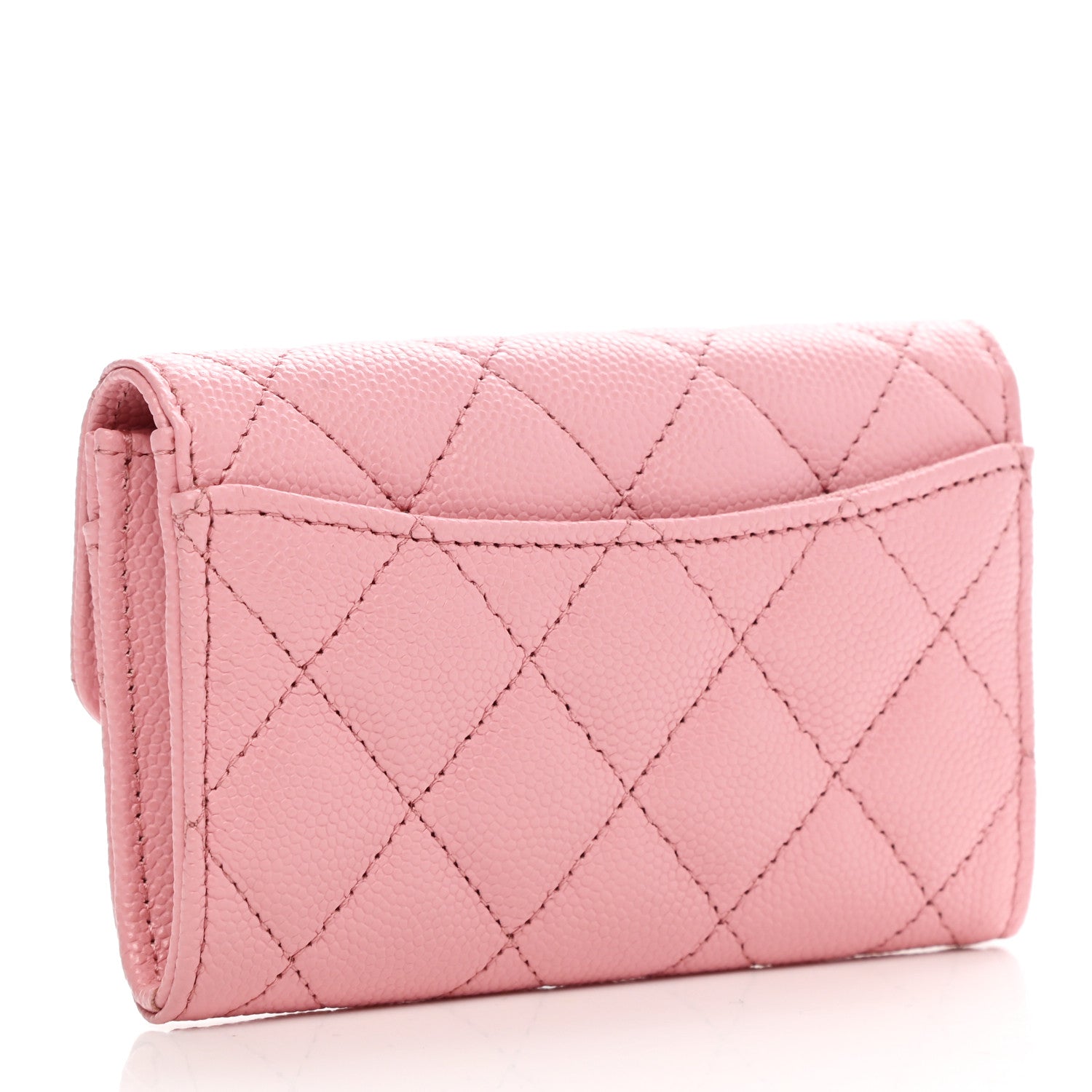 Chanel Caviar Quilted Flap Card Holder Wallet Pink 3 of 9