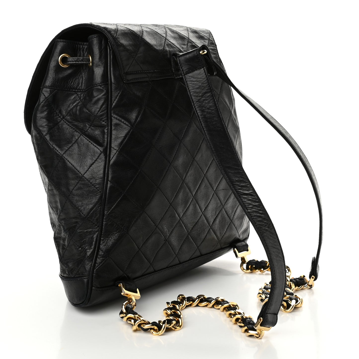 Lambskin Quilted Backpack Black